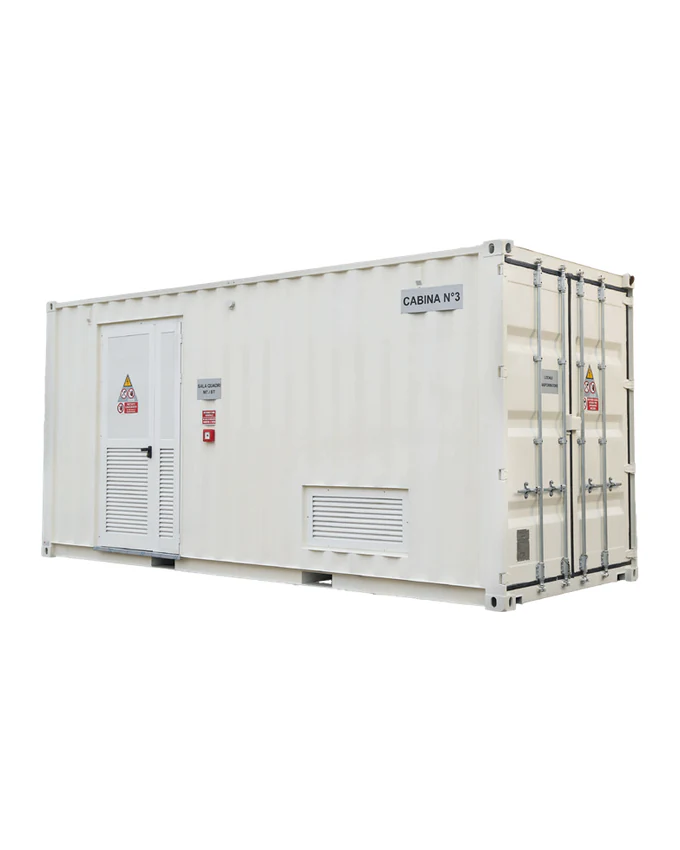 Power station in container bianco, chiusa